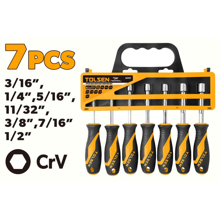 Комплект SAE отвертки с шестостенни гайки 7 броя Tolsen
