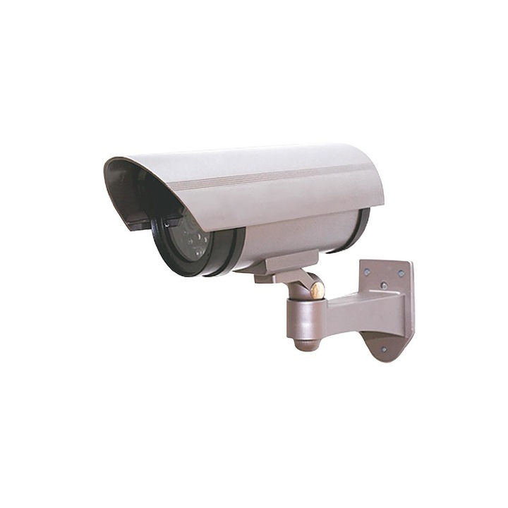Camera de securitate falsa, Solight, Plastic, 2 x AA, 16.5 x 23.2 cm, Argintiu