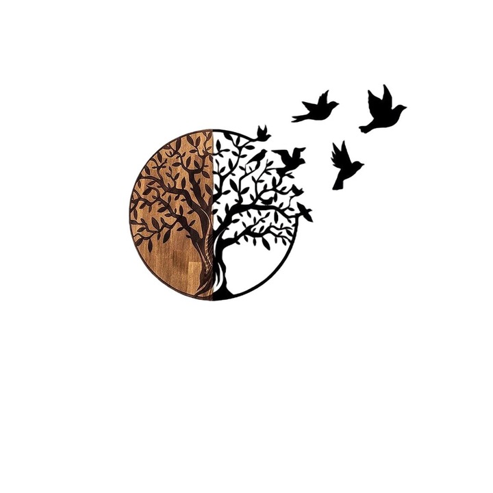 Декорация за стена, Асир, Дърво\Метал, 71x92 см, Кафяво\Черно