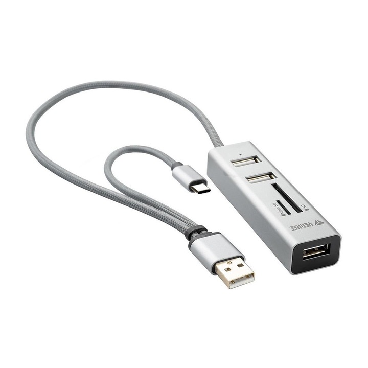 Hub USB 2.0 si OTG si cititor de carduri Yenkee FT0612