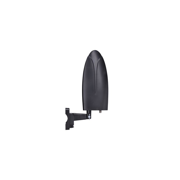Antena exterior pentru receptie TV digitala, Solight, amplificare 47dB, filtru LTE, negru, cu conector coaxial