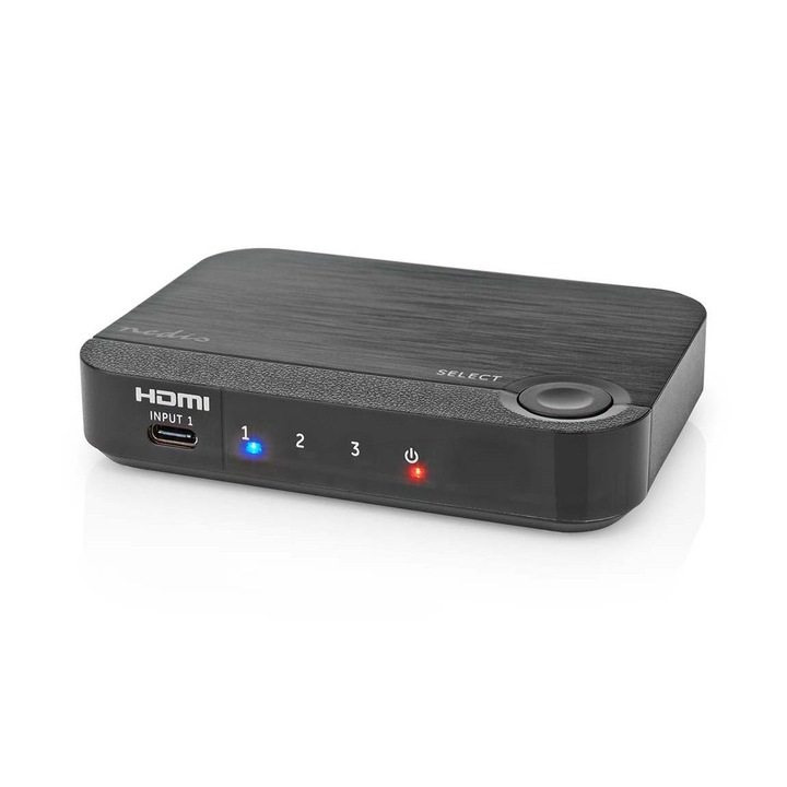 Convertor HDMI profesional cu trei porturi, Nedis, 4K, USB-C la HDMI