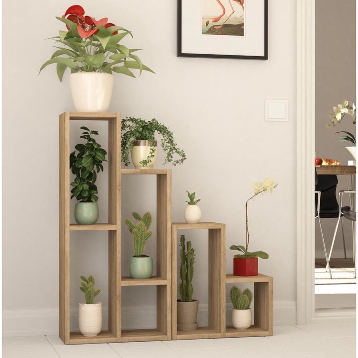 Set 2 etajere Asir, PAL, 42x89x20cm/42x45x20cm, Maro