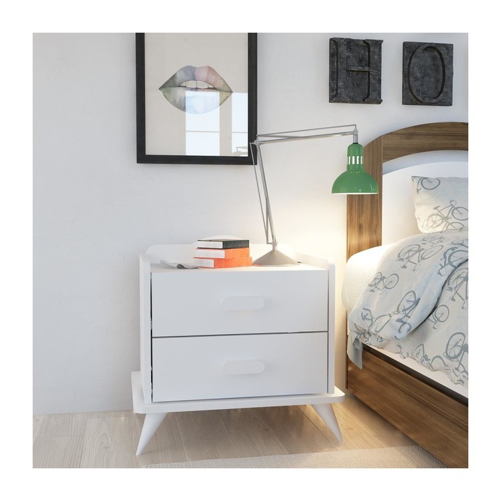 Нощно шкафче Andaz, Asir, дърво, 58,6 х 60 см, бяло