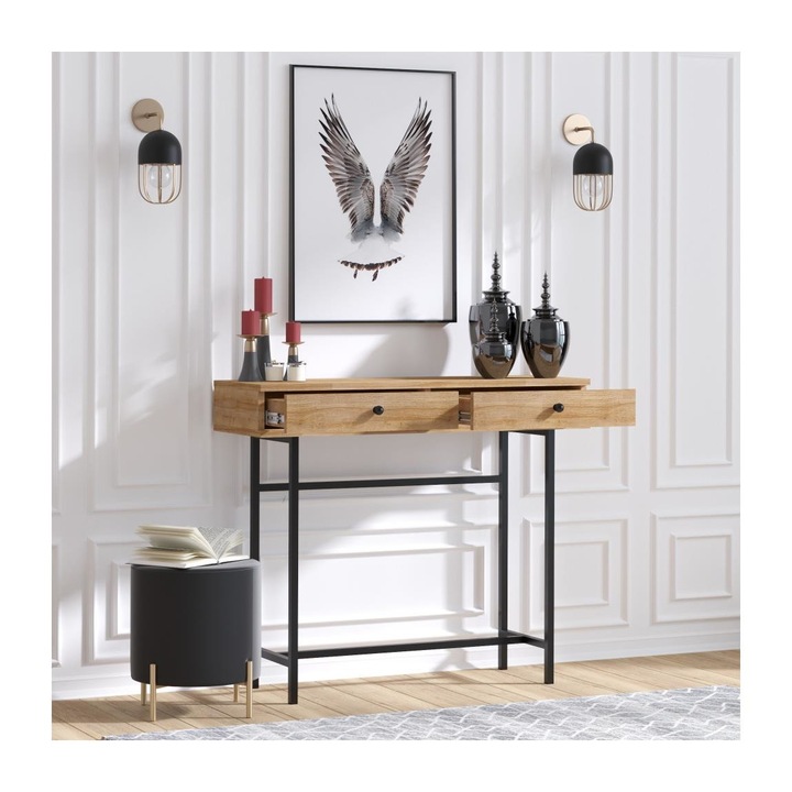 Masuta laterala, Asir, 100 x 86cm, Lemn\Metal, Maro