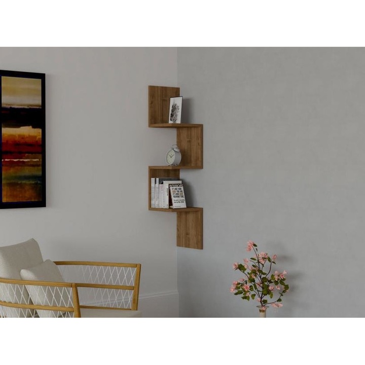 Etajera perete Asir Zikzak, PAL, 105.4x25cm, Maro