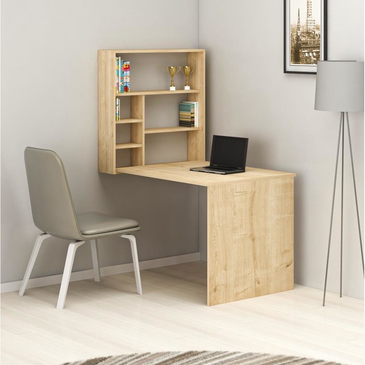 Birou cu etajera Asir Sedir, PAL, 154.2x90cm, Bej