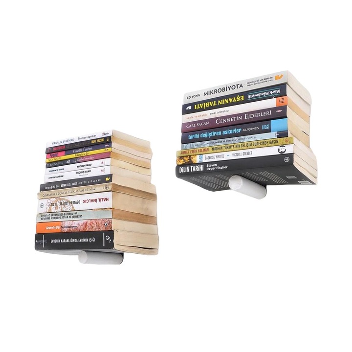 Set 2 rafturi perete Asir, Metal, 15x21cm, Alb