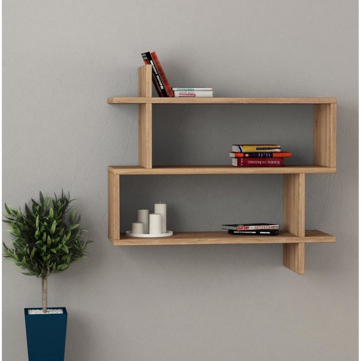 Asir Паралелен стенен рафт, ПДЧ, 65,5x70 см, Кафяв