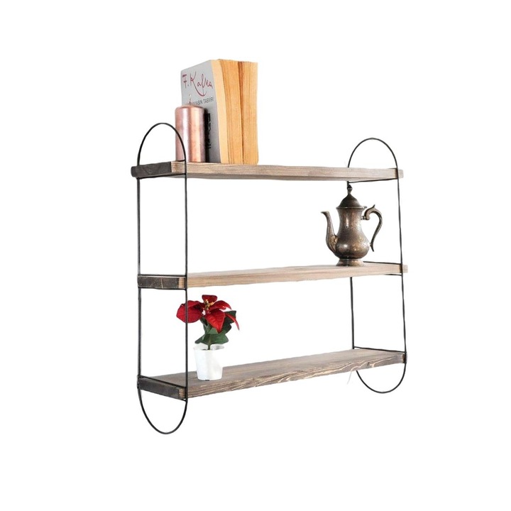 Asir fali polc, fa, 55x60cm, barna