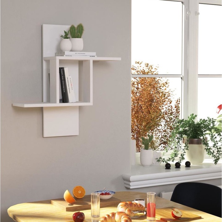 Стенен рафт Asir Mill, ПДЧ, 70x64см, Бял