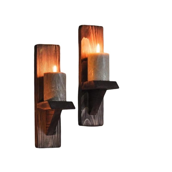 Set 2 rafturi perete Asir, Lemn, 33x9cm, Maro