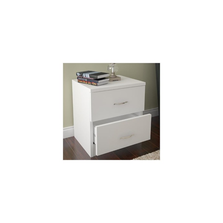 Нощно шкафче Sine, Асир, Пал, 42 x 40 см, Бяло/Сребристо