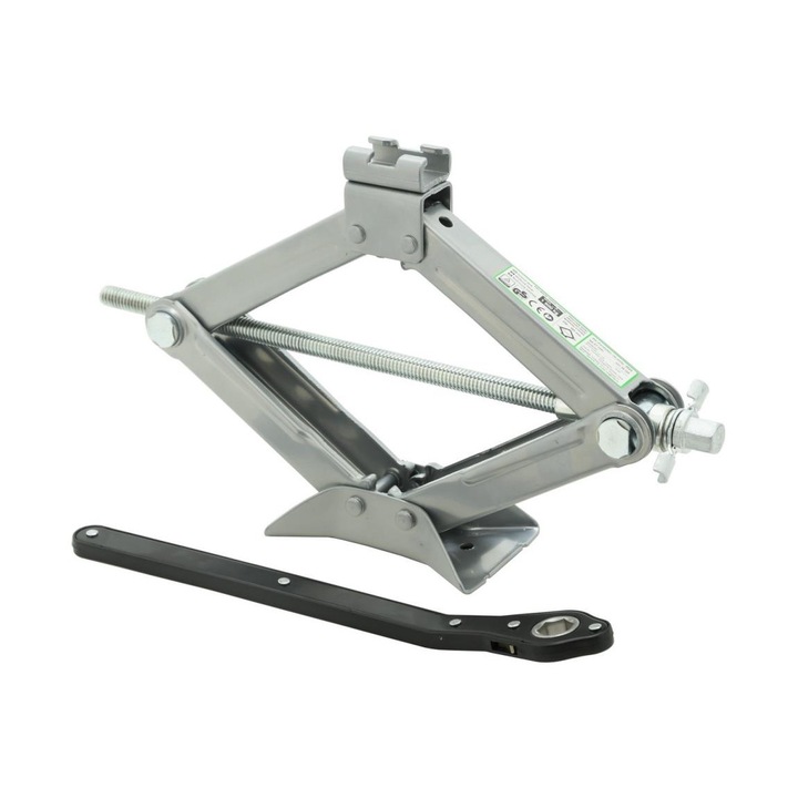 Cric tip foarfeca cu clichet, Compass, Metal, 1.5 t, Argintiu