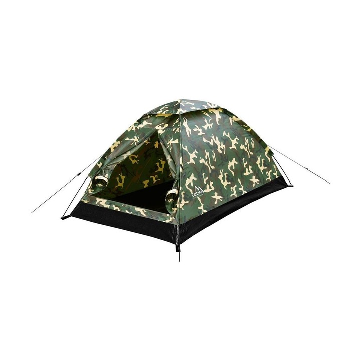 Cort pentru 2 persoane, Cattara, Poliuretan, 2000mm, Model camuflaj, Verde