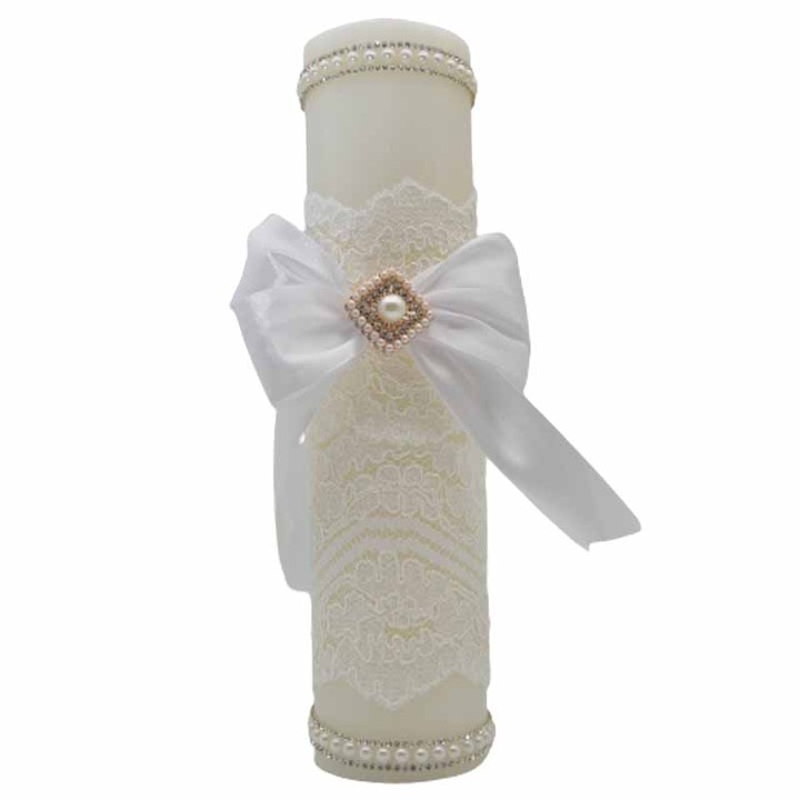 Keresztelő gyertya 32 x 7 cm Mini Junior L030623-3, Fehér