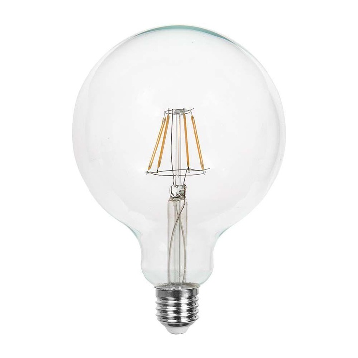V-TAC 10W E27 meleg fehér filament G125 LED égő - SKU 214422