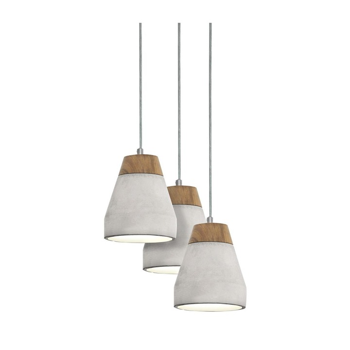 Полилей Eglo TAREGA 3xE27/60W/230V, Метак/Дърво, Сив