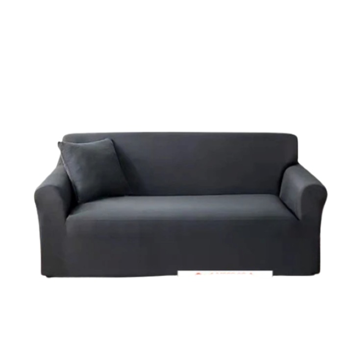 Husa elastica pentru canapea, Jojo Home, Uni, L-3 locuri, 180x230cm, Gri Inchis