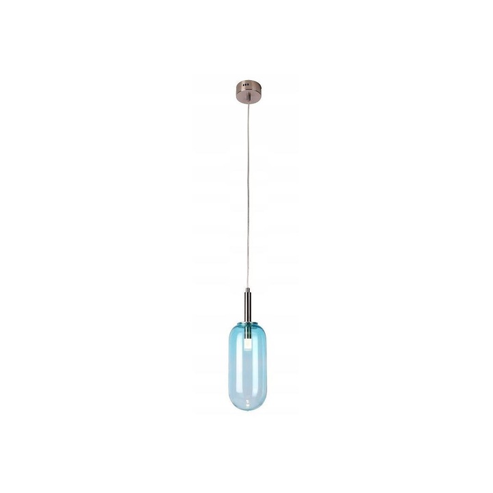 LED пендел Candellux, LED/6W/230V, Син/Хром, Метал/Стъкло