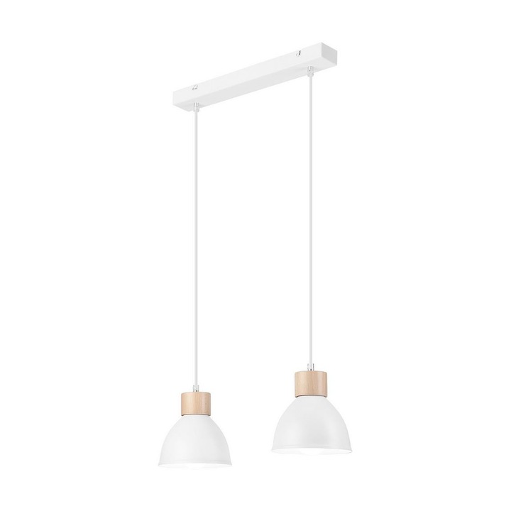 Corp de iluminat, Lamkur, Metal\Lemn, Alb\Maro, 82x48 cm