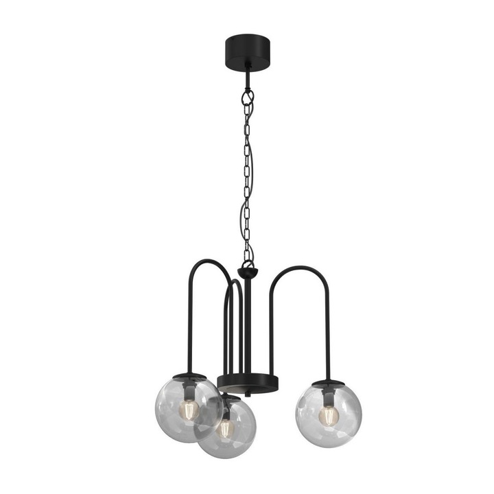 Полилей верижка, Luminex, 3xE14/60W/230V, черен, метал/стъкло