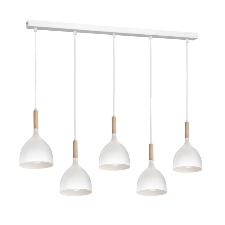 Полилей на кабел, Luminex, 5xE27/60W/230V, бежово/бяло, метал/дърво