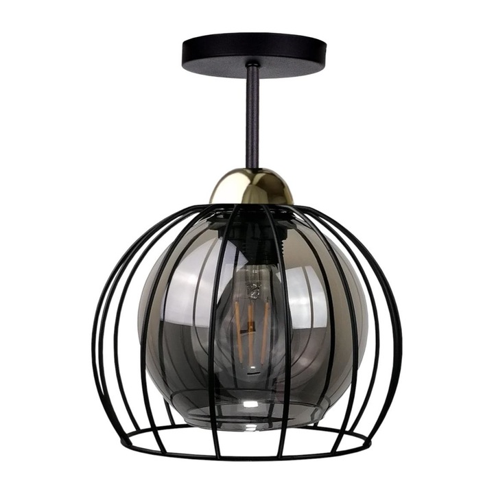 Полилей, Keter Lighting, Метал/Стъкло, 32 см, 1 x E27, 60W, Златен/Черен