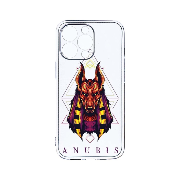 Husa BestCase® Clear Silicon 2MM, Compatibila Cu Apple iPhone 13 Pro max, Mythology Anubis, Antisoc, Protectie Camera, Margini ridicate pentru protectia ecranului, T 286