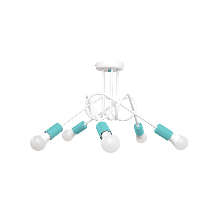 Lustra aplicata, Helam, E27/60W/230V, Turcoaz/Alb