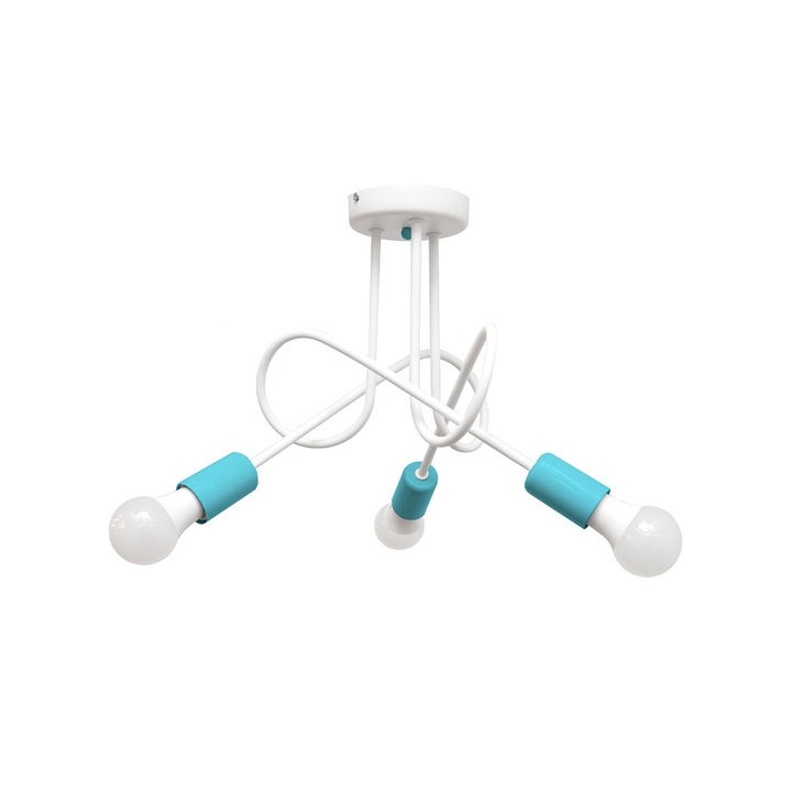 Lustra aplicata, Helam, E27/60W/230V, Alb/Turcoaz