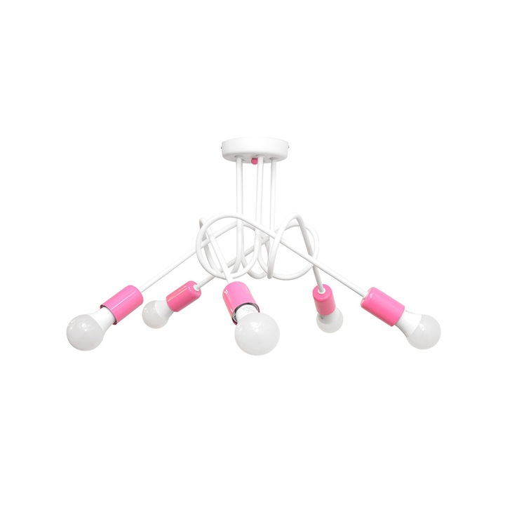 Lustra aplicata, Helam, E27/60W/230V, Alb/Roz