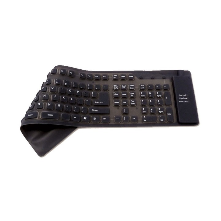 Tastatura Zik, Silicon, 109 taste, Negru