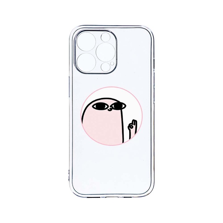 Husa BestCase® Clear Silicon 2MM, Compatibila Cu Apple iPhone 13 Pro max, Meme, Antisoc, Protectie Camera, Margini ridicate pentru protectia ecranului, T 658