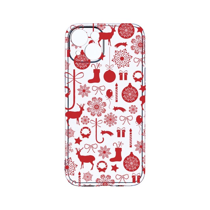Husa BestCase® Clear Silicon 2MM, Compatibila Cu Apple iPhone 13 Mini, Christmas Pattern, Antisoc, Protectie Camera, Margini ridicate pentru protectia ecranului, T 7