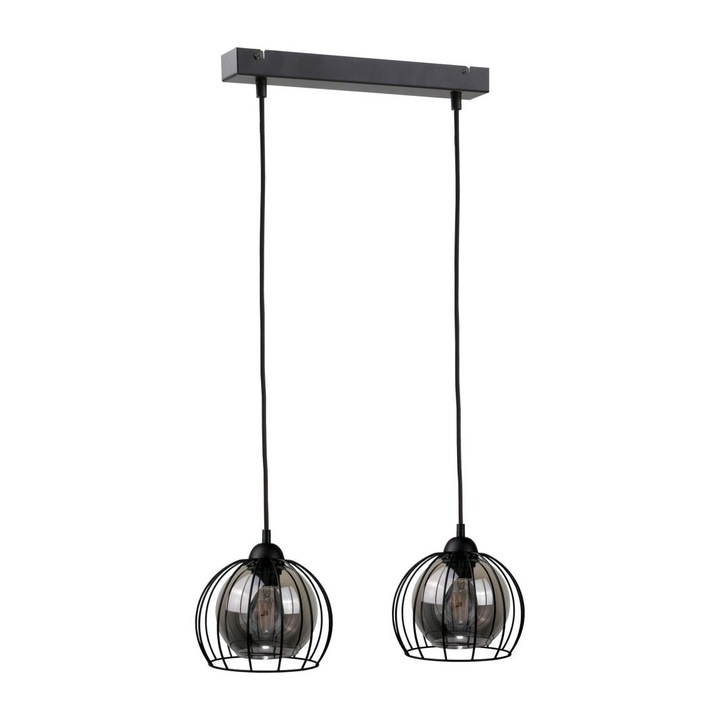 Полилей, Keter Lighting, стъкло/метал, 120 x 50 см, 2 x E27, 60 W, черен