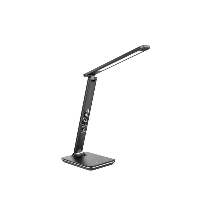 Lampa de masa cu display, Solight, Plastic, Negru, 38x31 cm