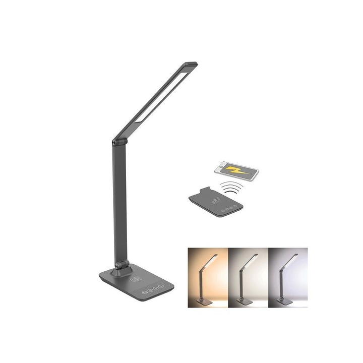 Lampa cu incarcare fara fir, Solight, Metal, Gri, 35x4 cm