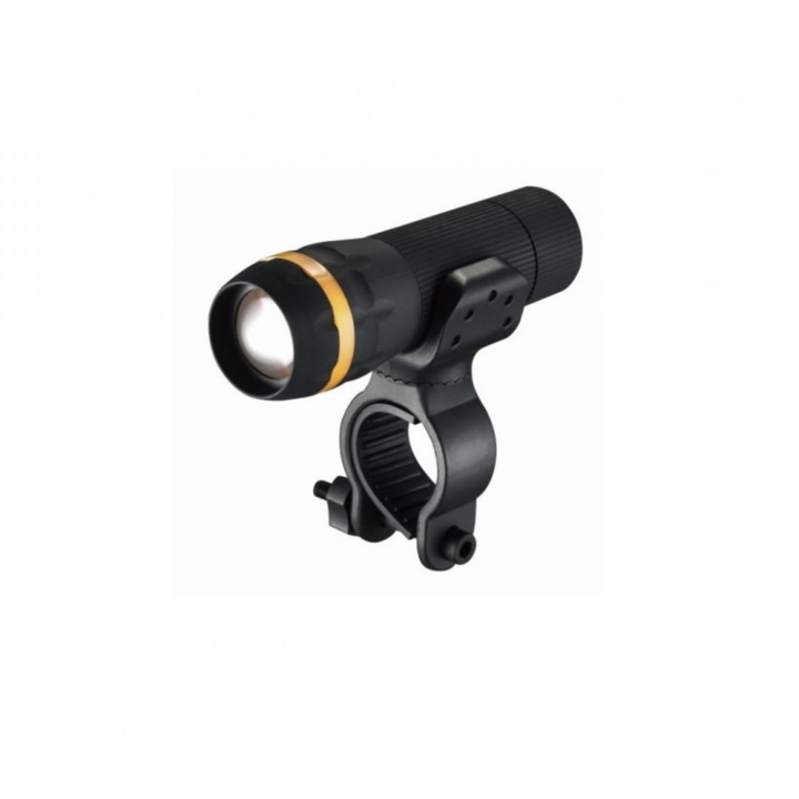 Lampa frontala LED pentru bicicleta, 1W, 100 lumeni, zoom ajustabil, functioneaza cu 3 baterii AAA