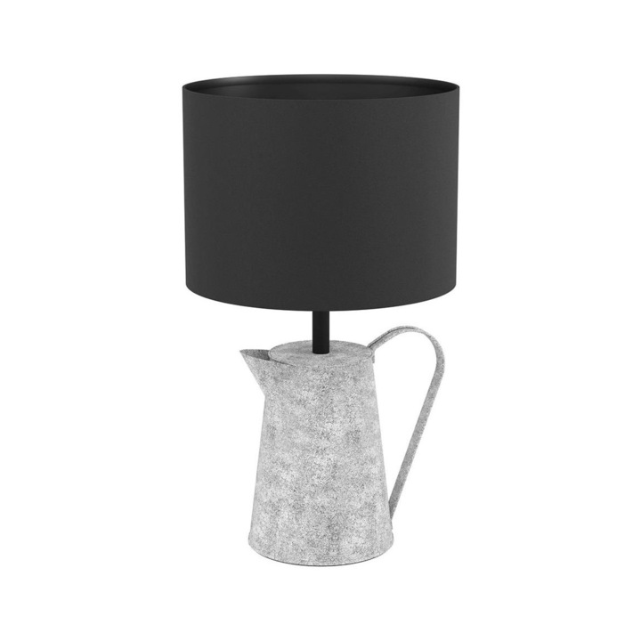 Lampa de masa, Eglo, Metal/ Textil, 43.5 cm, E27, 40 W, 230 V, Negru/ Gri