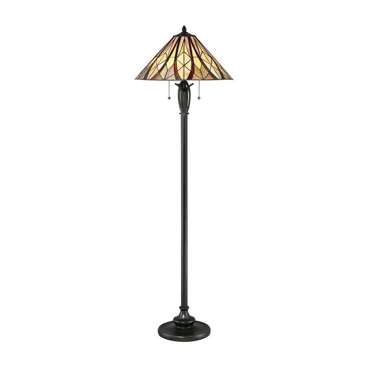 Lampadar ELSTEAD VICTORY 2xE27, negru/multicolor, 149.4cm, metal/vitraliu