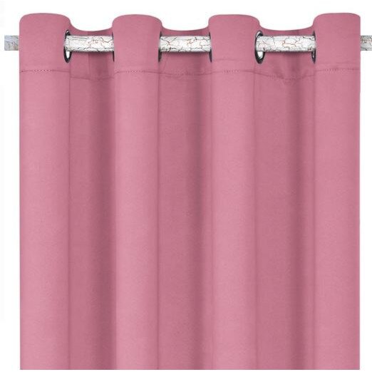 Draperie Blackout roz pudrat, cu inele, 100% poliester, model uni ...