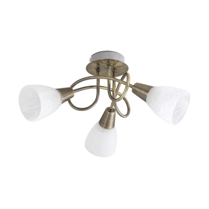 Lustra aplicata Jenna, Rabalux, Soclu 3 x E14, Sticla/Metal, 40W, 230V, Alb/Aramiu