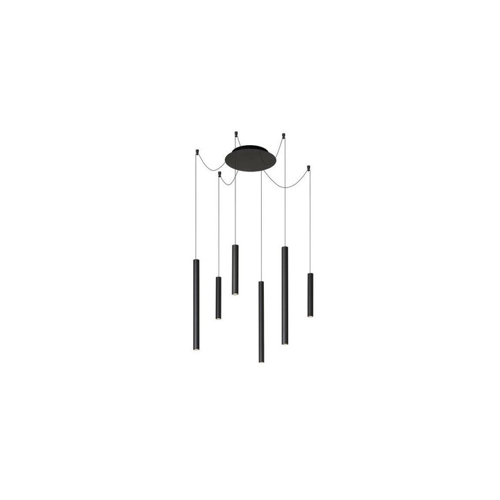 LED полилей Lorenz, Гланцов, Метален, 6 x LED, 4 W, Регулируема височина, 150 x 125 см, Черен