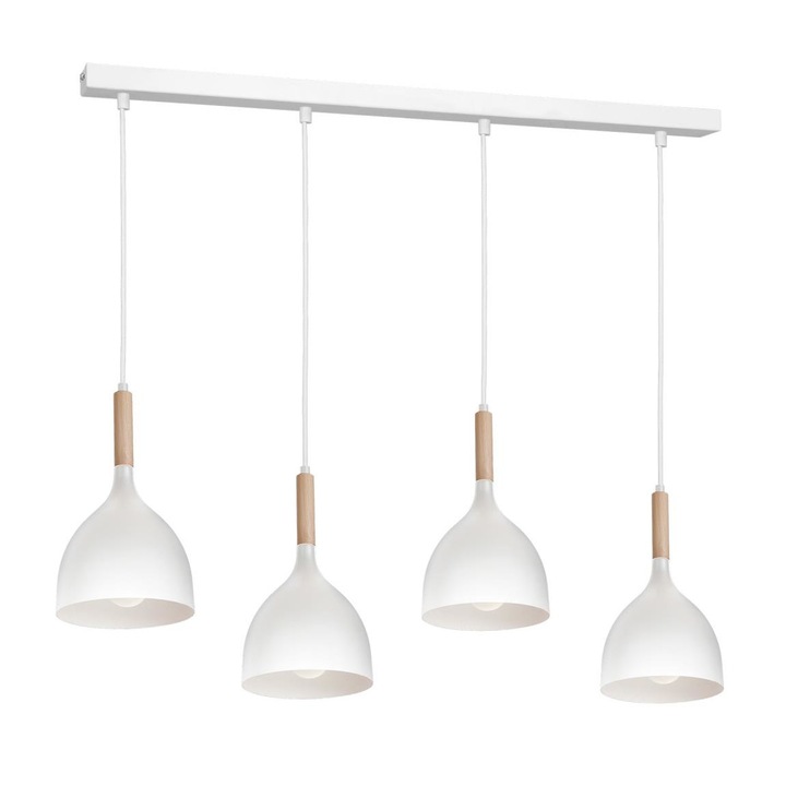 Полилей на кабел, Luminex, 4xE27/60W/230V, бяло/бежово, метал/дърво