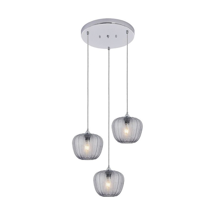 Кабелен полилей Monet, Rabalux, Цокъл 3 x E27, 40W, 230V, Метал/Стъкло, Сребро