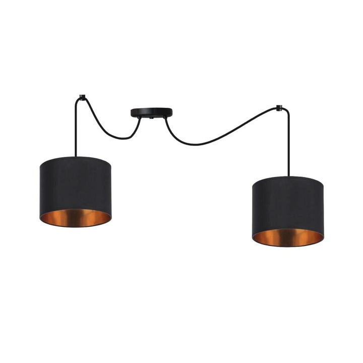Lustra pe cablu, Candellux, 2xE27/40W/230V, negru/cupru, Metal