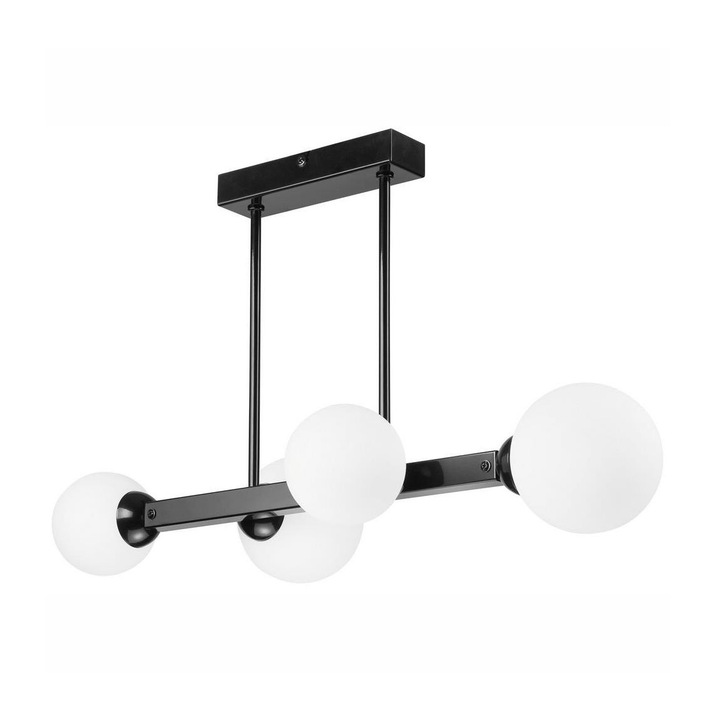 Осветително тяло, Lamkur, Метал\Стъкло, Черно\Бяло, 36x62 см