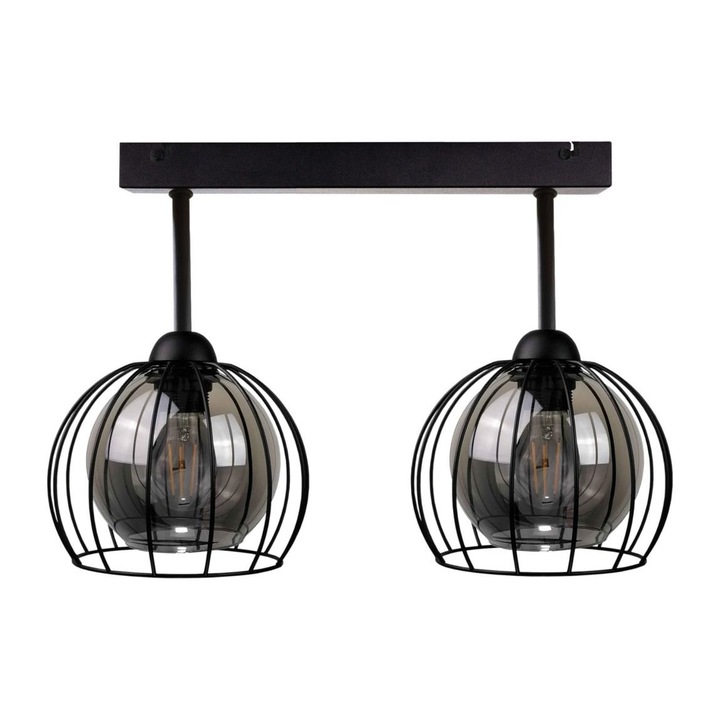 Полилей, Keter Lighting, Метал/Стъкло, 32 x 50 cm, 2 x E27, 60W, Черен