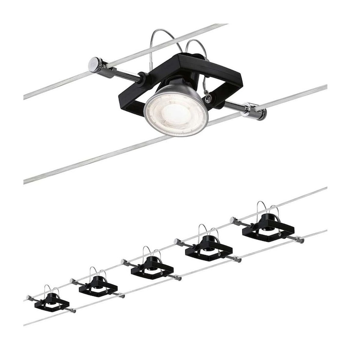 КОМПЛЕКТ 5x полилей на кабел GU5,3/10W MACLL 230V черен Paulmann 94290 W3500